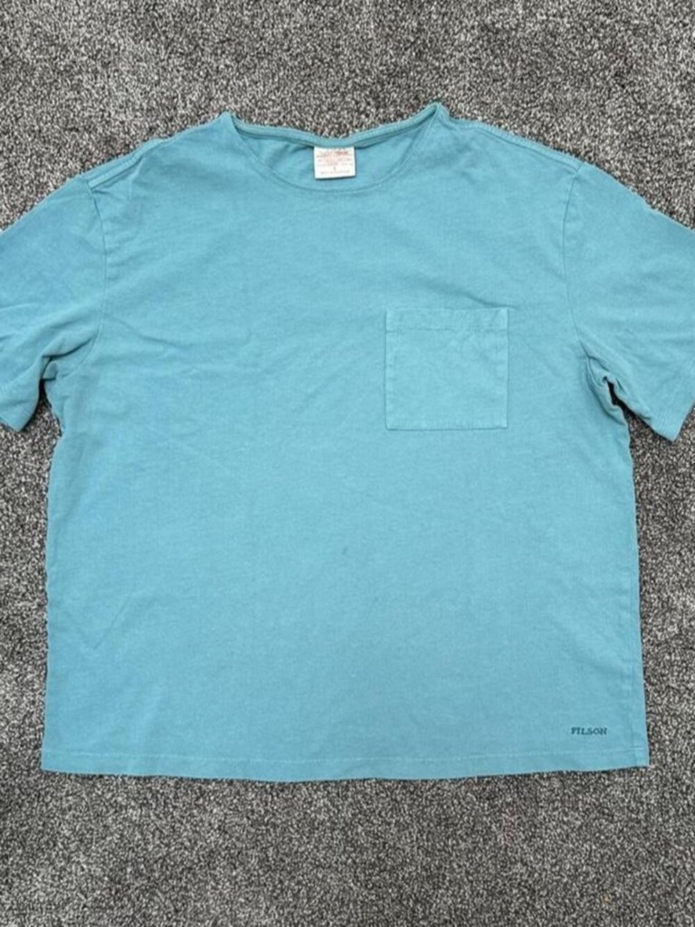 C.C. Filson Blue Pocket Cropped T-Shirt